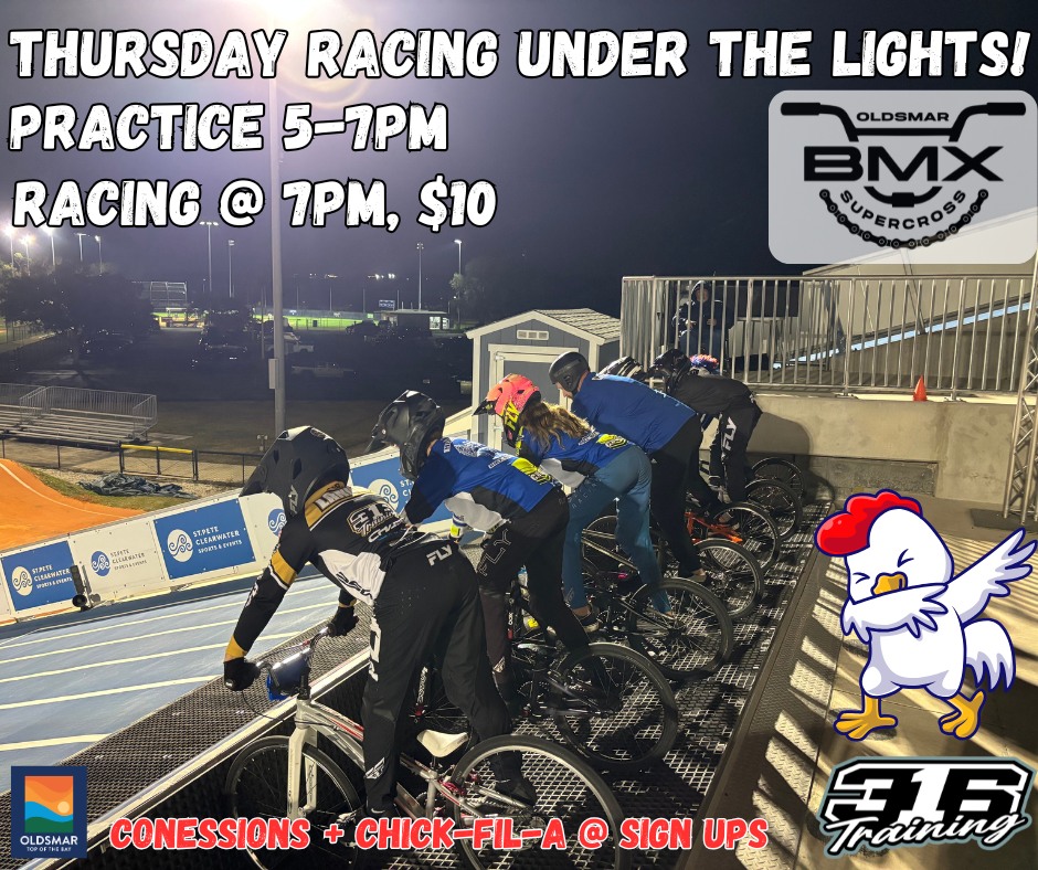 Get ready for an exciting night of BMX racing! Join us this evening for practice starting at 5pm, followed by racing at 7pm. Entry is just $10. Don't miss out on the thrill and adrenaline of this action-packed event!
Chick-fil-A available at concessions!!!!