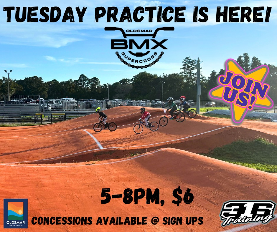 BMX practice tonight 5–8 PM — $6. 
We’re monitoring the weather and will post here if we cancel.
