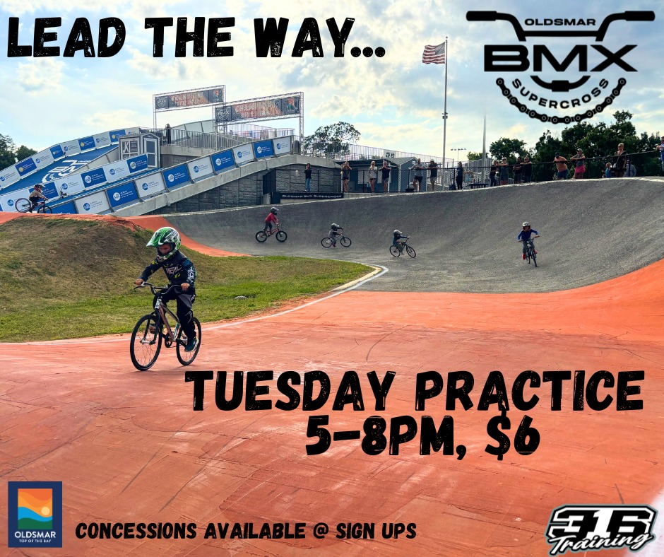 Tuesday BMX practice from 5pm–8pm $6. Apologies for the inconvenience, but the 3rd and 4th straight will be closed tonight.