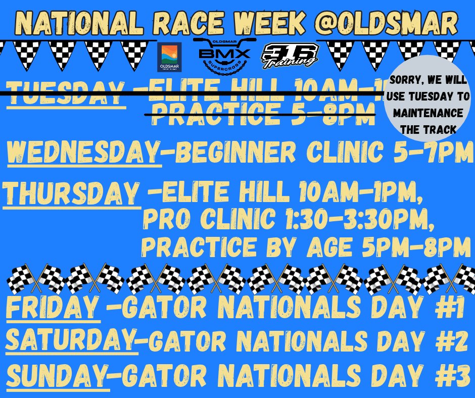 We will be closed tomorrow for track repairs.