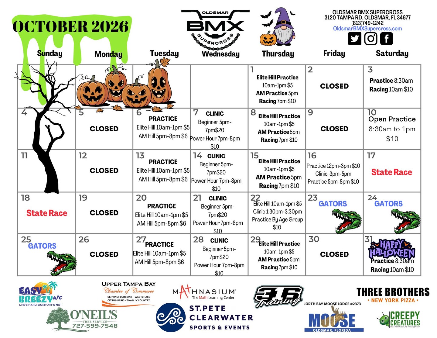 . 
October schedule
