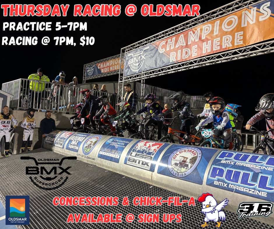 Get ready for an exhilarating night of BMX racing! Warm-ups kick off at 5 PM, followed by the main event at 7 PM. Race fee is just $10. Enjoy some Chick-Fil-A available at the concessions. Don't miss out on the action and excitement!
