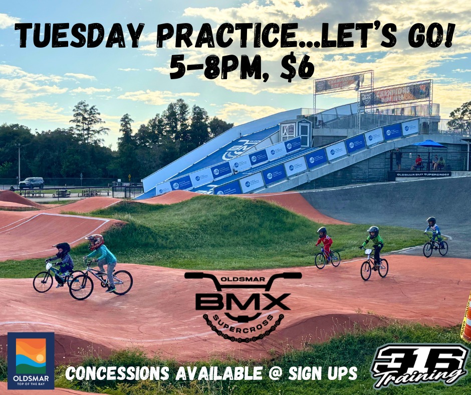 Join us for BMX practice this Tuesday from 5pm to 8pm. The session is just $6. Whether you're a beginner or a seasoned rider, it's a great opportunity to hone your skills and have fun. Don't miss out!